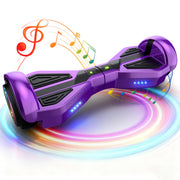 Mosta LBW19 All Terrain Self-Balance Electric Scooter with Bluetooth Speakers, LED Lights, 6.5-Inch Wheels, Purple,