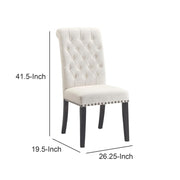Coaster Company CCA-190162 Mapleton Tufted Upholstered Fabric Dining Chairs in Beige Cream & Black