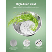 Fohere 332E 1000W Stainless Steel Juicer Machine, Silver