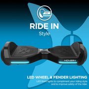Hover-1 H1-AXL-BLK Axle Hoverboard 7MPH Top Speed, 3MI Range, LED Headlights & Wheels, Easy to Learn for Kids/Youth, Black