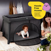 HARPPA Portable Travel Crib and Playard with Thickened Mattress, Breathable Mesh Sides, Lightweight 11lb, Black