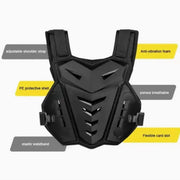 Unbranded Motocross Body Armor Jacket, Back Chest Protector, Shock-Absorbing Foam, Black - Durable PE Plastic Shell