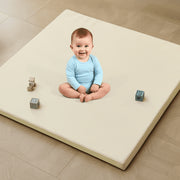 Teler Leather Baby Play Mat, 1.3-Inch Thick Cushioned, Waterproof PU Leather Surface, Non-Slip Suede Bottom, Beige, 50 x 50 in