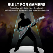 NBCP Wireless Guitar Controller, Compatible with PS4, PS3, PC, Guitar Hero, Rock Band Games, Black, KT602