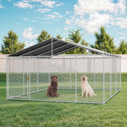 Uforic 14.8'x14.8' Large Outdoor Dog Kennel with Metal Dog Gate