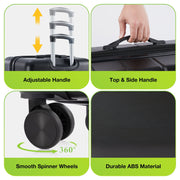 Gianna 20 Inch Hardside Expandable Luggage with TSA Lock, 360 Spinner Wheels, Black and White