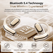 Breezio Open Ear Wireless Earbuds, Bluetooth 5.4, Hi-Fi Stereo, Over-Ear Earphones with Earhooks, 60H Playtime, LED Display, IPX7 Waterproof, Beige