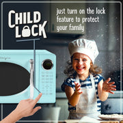 Nostalgia Retro Microwave Oven, 0.7 Cu Ft, 700W Countertop, 8 Auto Cook Programs, 10 Power Levels, Rotating Glass Turntable, Child Safety Lock, Ivory, NRMOPM7IVY6A