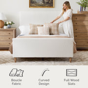 My Texas House MTH12UBKKCR Flynn Boucle Platform Bed, King, Cream