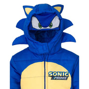 SEGA Sonic The Hedgehog Big Boys Zip Up Cosplay Puffer Jacket, Blue, Size 14-16, P-B261982SX