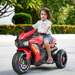 HNH Kids 12V Electric Motorcycle Ride-On Toy with Bluetooth, LED Tires, 3 Wheels, Rear Shock Absorption, Blue, Ages 3-8