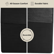 Mainstays Soft Velvet Quilt, Full/Queen, Hypoallergenic Textured Horizontal Stripes, Black