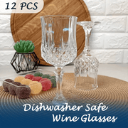 LEYIQU 7oz Plastic Wine Glasses, Vintage Style Transparent Goblets, Durable Reusable Drinkware, 24-Pack