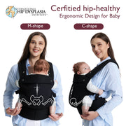 Momcozy Baby Carrier Newborn to Toddler, Ergonomic X-Shaped Back, EVA Waist Support, Breathable Black Fabric, Adjustable Size, Machine Washable