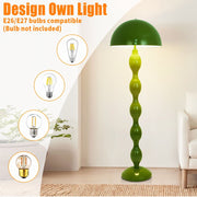 Elinkume Mushroom Floor Lamp, Modern Design, Green, 59 in Height, Integrated Dimmable LED, Foot Step Switch, LDD-MGD001GR