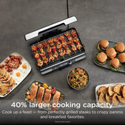 Ninja Sizzle Pro XL Indoor Griddle and Grill, 20-Inch Ceramic Nonstick Plates, ProTemp IQ Technology, Edge-to-Edge Heating, Silver, GX101
