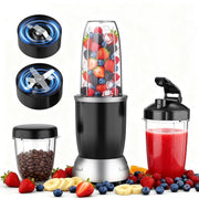 ONSON Portable Smoothie Blender, 1200W High-Speed Motor, Dual-Blade Base, 3 Interchangeable Cups, Pulse and Spin Modes, Black