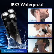 Sejoy Electric Razor for Men, 3D Rotating Heads, Pop-Up Trimmer, IPX7 Waterproof, 1400mAh Battery, Floating Cutting Head, Black