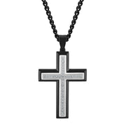 Brilliance Fine Jewelry Men's 1/2 Ctw Lab-Grown Diamond Black Stainless Steel Cross Pendant Necklace LGS17773