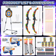 Hot Bee 2 in 1 Light-Up Bow and Arrow with Foam Dart Launcher, 2 LED Bows, 24 Sticky Arrows, 30 Foam Darts, Targets and Quivers for Kids Ages 5-12, 1666-15A