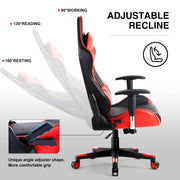 GTRACING WMT-099SJ-2-RED Classic Gaming Chair PU Leather with Adjustable Headrest and Lumbar Pillow, Red