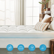 Teler Dual Layer Memory Foam Mattress Topper with 2 Inch Cooling Gel Foam and 2 Inch Pillow Top Cover, Medium Firmness, Queen Size