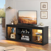 Bestier BST230911G-B Entertainment Center with Storage Shelves, Black