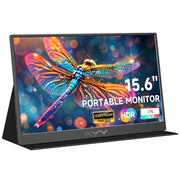Memzuoix Portable Monitor 15.6 in 1080P FHD HDR IPS Display USB-C HDMI Dual Speakers VESA Mountable with Smart Cover ayy156