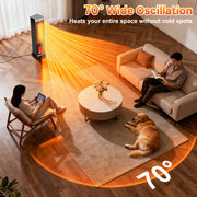 WLRETMCI Tower Space Heater, 2000W Ceramic Electric Heater with Remote, Thermostat, 70 Oscillation, 3D Flame Effect, ECO Mode, Black