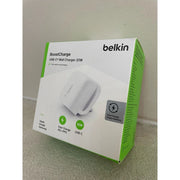 Belkin WCY013dqSL-RF Compact Wall Charger, 20W USB-C Power Delivery Fast Charging, Gray