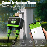 RainPoint Smart Bluetooth Hose Timer, 2 Outlet Watering Controller, App Control, Green
