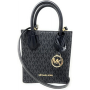 Michael Kors Mercer Extra-Small Pebbled Leather Crossbody Bag (Black Signature)