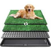 Unbranded Dog Grass Pad with Tray, 3-Layer Absorbent Artificial Grass Mat, 35 x 23 in, Includes 2 Replacement Turf Pads