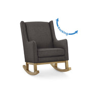 Delta Children Hanover Rocking Chair, Modern Wingback Design, Charcoal Fabric, Acorn Wood Base, W81063J-1451