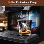 Bluebow Espresso Machine with Grinder 20Bar Semi-Automatic Coffee Maker with Milk Frother Steam Wand