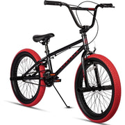 Cubsala Kids BMX Bike, 20 in, Hi-Ten Steel Frame, 4 Pegs, Black with Blue Tires