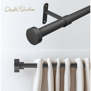 DwellStudio 3/4 in Customizable Curtain Rod Kit, Adjustable 20-120 in, Matte Black Iron
