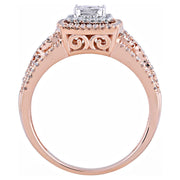 Forever Bride P-12179 10K Rose (Pink) Gold 1/2 CTTW Diamond Cushion Bridal Ring, Women, Adults