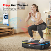 MERACH Vibration Plate Exercise Machine, Full Body Vibration, Bluetooth Speaker, LED Lights, Resistance Bands, 330 lb Capacity