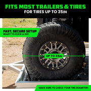 Rhino USA Wheel Chock Tie Down Kit, Heavy-Duty Over-the-Tire Design, Fits Tires Up to 35 in, Includes 4 Tire Ratchet Straps and 8 Wheel Chocks, Black, CHOCKSET