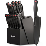 Astercook 15 Pcs Black Kitchen Knife Set