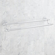 Signature Hardware Traditional Double Towel Bar, 26-3/4 in, Aged Brass Finish, Metal Construction, 955107