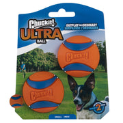 Doskocil Chuckit Ultra Ball Rubber Fetch Dog Toy, Medium 2.5 Inch Diameter, High Bounce, Durable Rubber, Floating Water Toy, Pack of 4, Orange and Blue, 47029