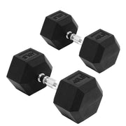 Sprint Demon 40 LB Rubber Hex Dumbbells, Set of 2, Non-Slip Chrome Handle, Black, DSV-DB-40P-WJ-1