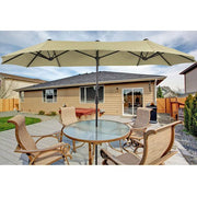 MF Studio E02GM010-M 13' Rectangle Market Patio Umbrella - Beige