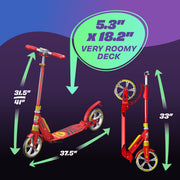 Skidee X3M Kick Scooter, Adjustable Handlebar Up to 41 in, Dual Suspension, 8-Inch PU Wheels, Foldable Lightweight Aluminum Frame, Red