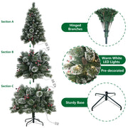 Holiday Time 301T22018 6.5' Pre-Lit Glittering Frosted Slim Pine Green Artificial Christmas Tree with Warm White Lights