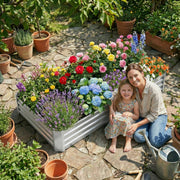 Land Guard Galvanized Steel Raised Garden Bed, 8x4x1ft, Rectangle, Silver