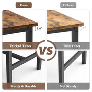 JOZ 3-Piece Bar Table Set with 2 Backless Stools, 47.2 in Rectangular Pub Table, Rustic Brown Metal Frame, Space-Saving Dining Room Set