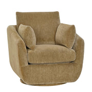 Beautiful Louisa Swivel Accent Chair, Mid-Century Modern, Stain-Treated Polyester Upholstery, Latte Finish, Includes 3 Accent Pillows